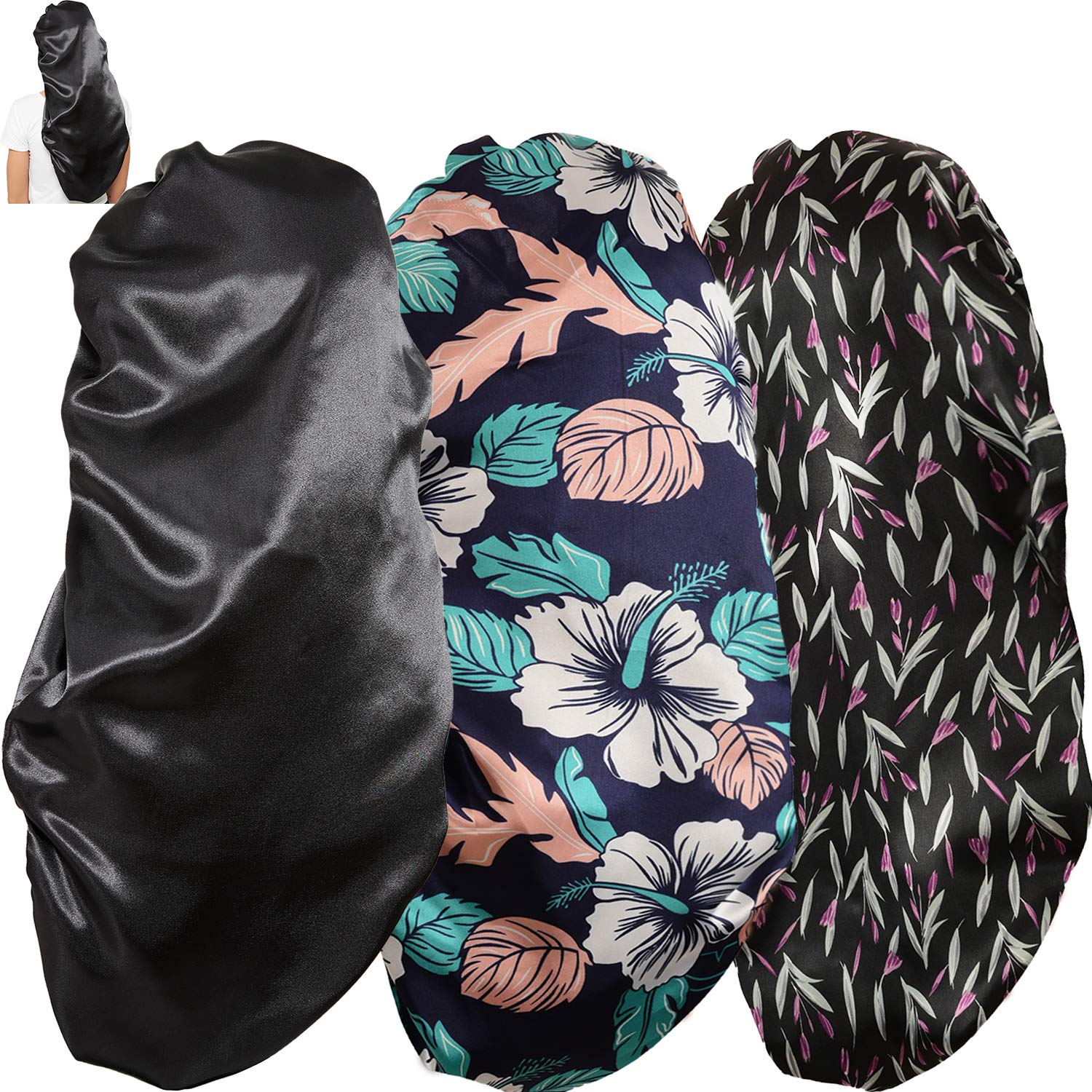 Satin Sleep Bonnet - 3 Pack Hair Wrap for Woman