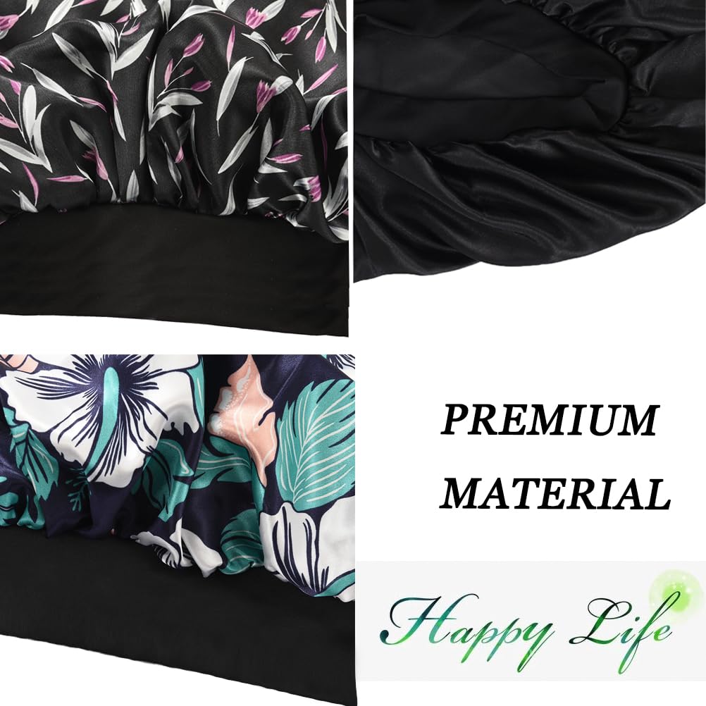 Satin Sleep Bonnet - 3 Pack Hair Wrap for Woman