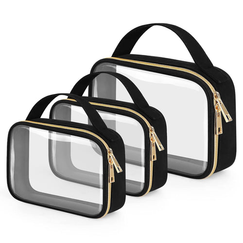 Clear TSA Makeup Bags with Handles - 2 Pack (M+L)
