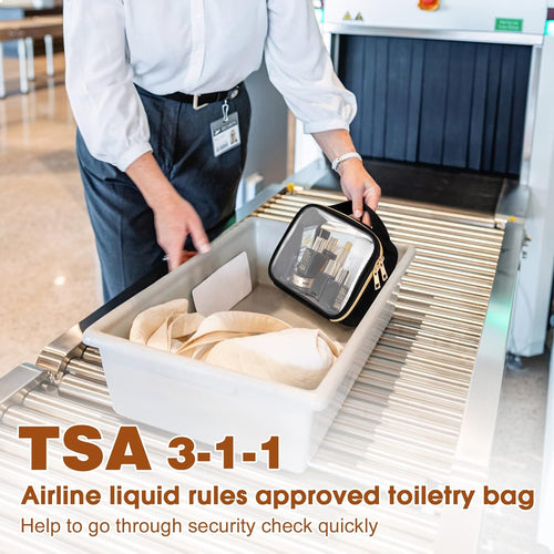 Clear TSA Makeup Bags with Handles - 2 Pack (M+L)